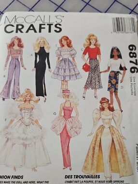 McCall's Barbie Sewing  Pattern Envelope - Multi-Style Dresses & Outfits